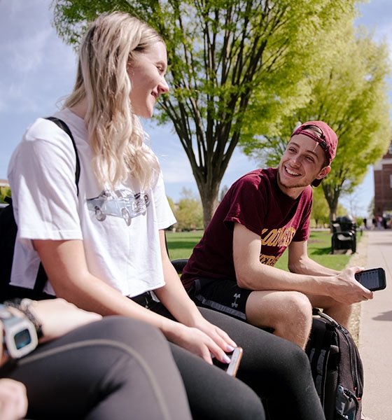 Students chat on the Quad 